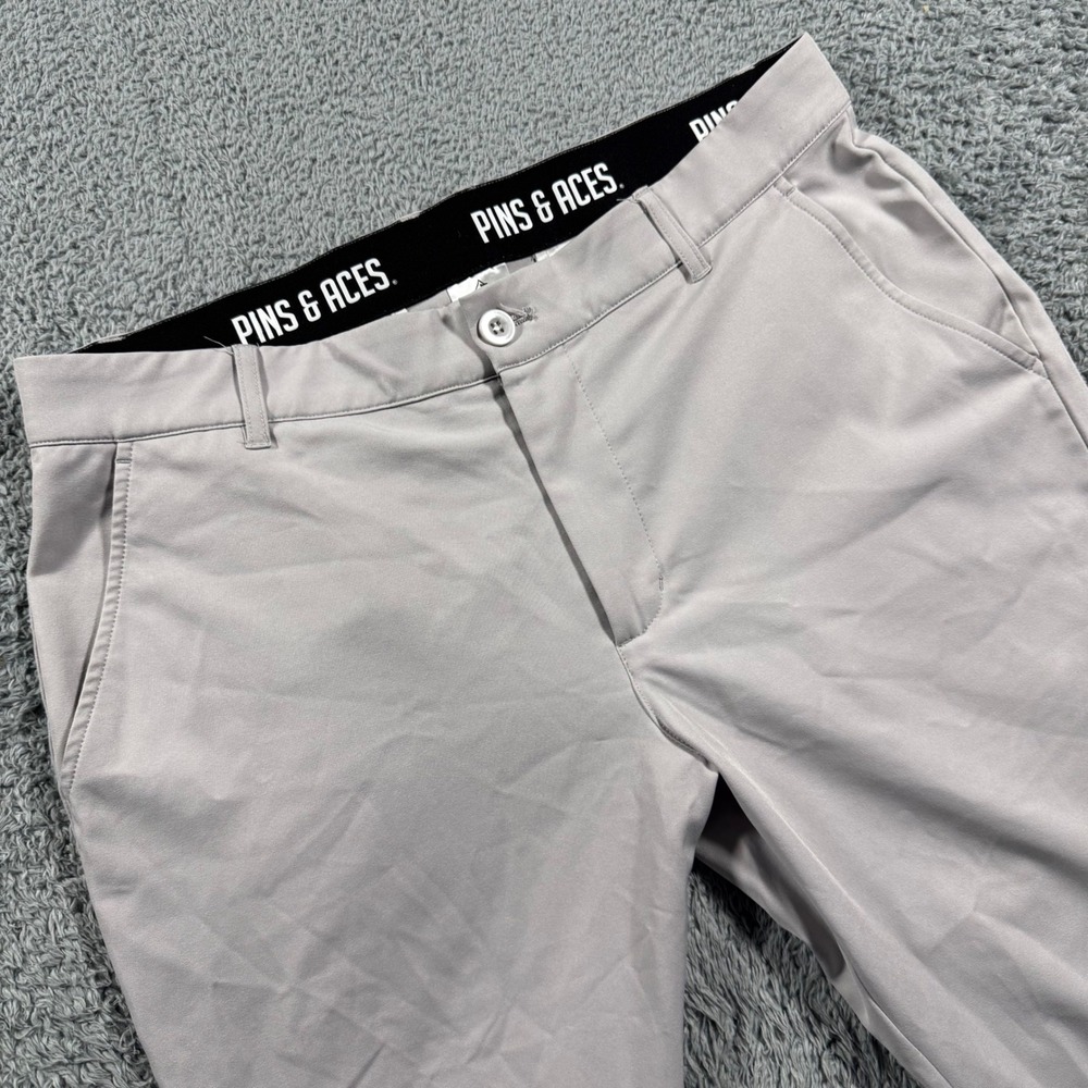 Pins & Aces Golf Jogger Pants Mens 32 Gray Tapered Ankle Zip Performance